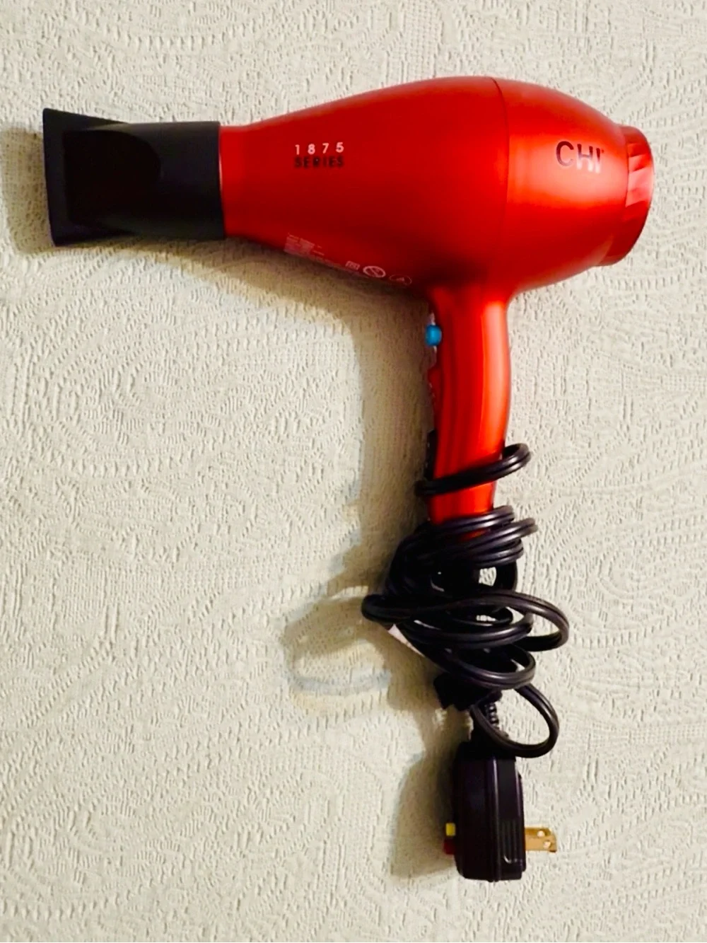 CHI 1875 Series Professional Hair Dryer, red, fully functional, used.
